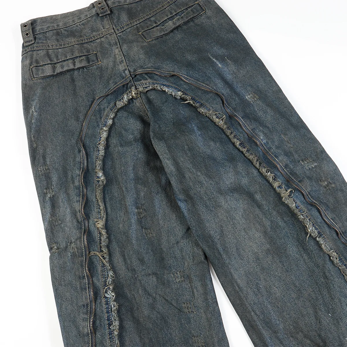 Jiayi Library Men's  New High Street American Style Heavy Industry Shaped Jeans Men's Waste Soil Wind Washed Workwear Trousers display picture 32