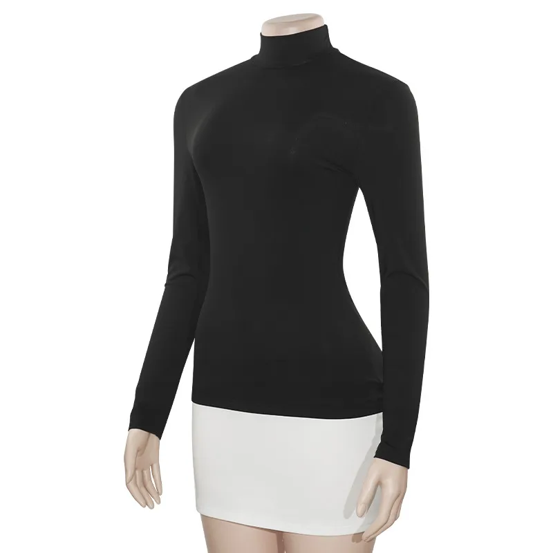 A659DS Europe And The United States   Autumn New Solid Color High Collar Sexy Slim Color Matching Short Women's Dress display picture 15