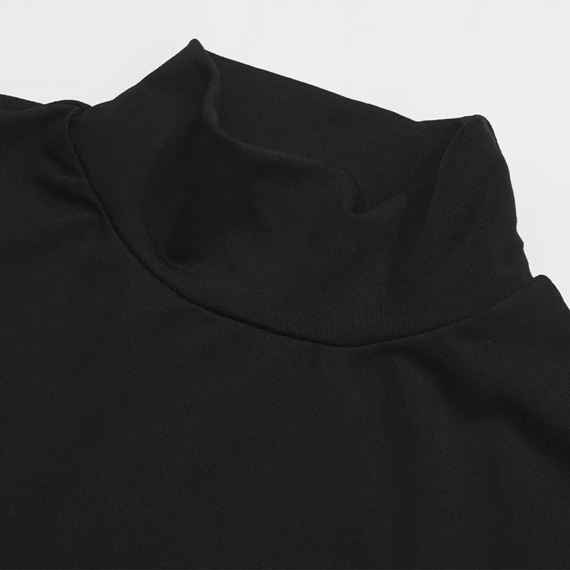A659DS Europe And The United States   Autumn New Solid Color High Collar Sexy Slim Color Matching Short Women's Dress display picture 17