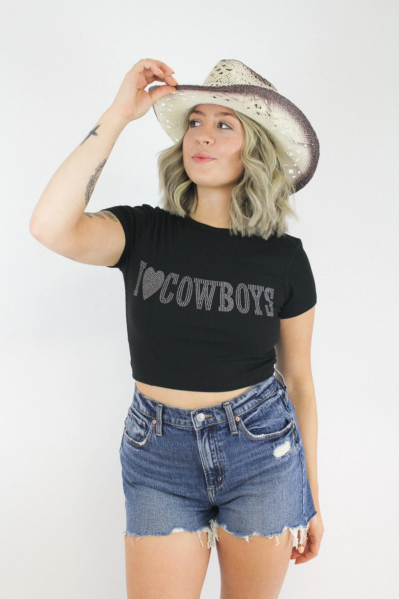 I LOVE Cowboys Printed American Vintage Y2K Short-sleeved T-shirt Women's Summer Spice Girls Slim Top display picture 30