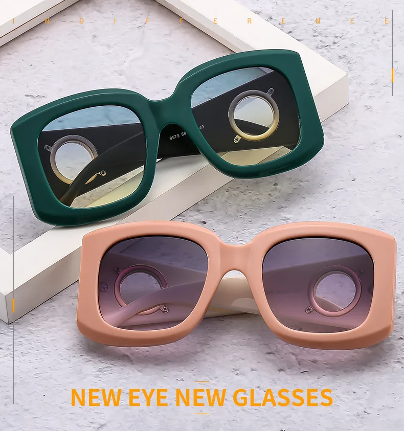 Large Frame  Men's And Women's All-match Fashion Sunglasses 9579 Ring Diamond  Sunglasses display picture 1