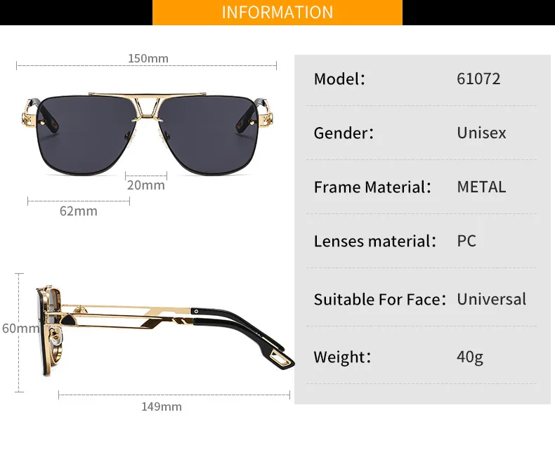 61072 Outu New Metal Popular Elements Men's Sunglasses  Fashion Internet Popular Driving Sunglasses display picture 4