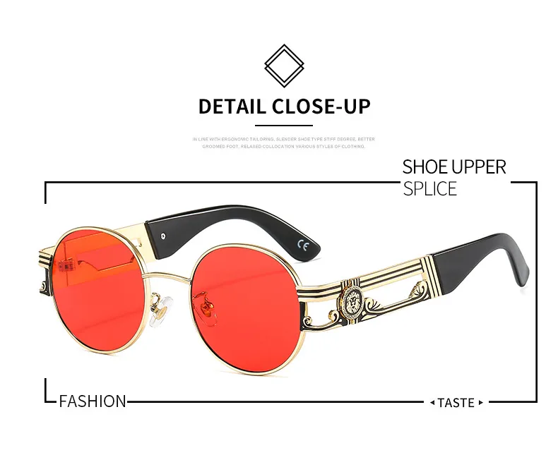 Round Frame New Metallic Lion King Decorative Fashion Sunglasses Punk Style All Match Men And Women Retro Sunglasses 50622 display picture 2