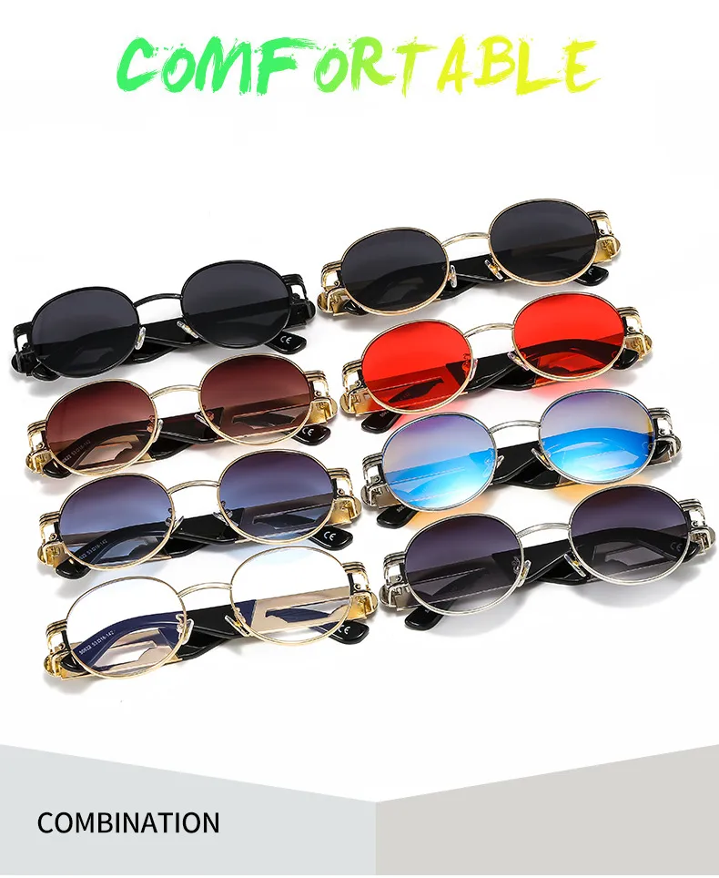 Round Frame New Metallic Lion King Decorative Fashion Sunglasses Punk Style All Match Men And Women Retro Sunglasses 50622 display picture 3