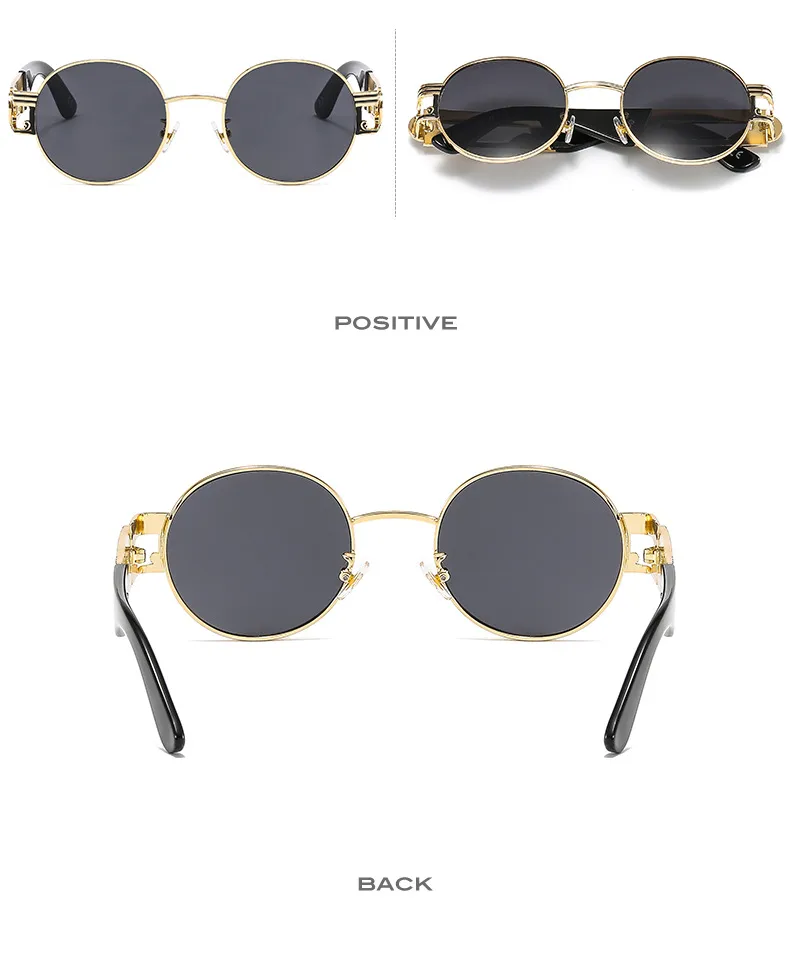 Round Frame New Metallic Lion King Decorative Fashion Sunglasses Punk Style All Match Men And Women Retro Sunglasses 50622 display picture 7