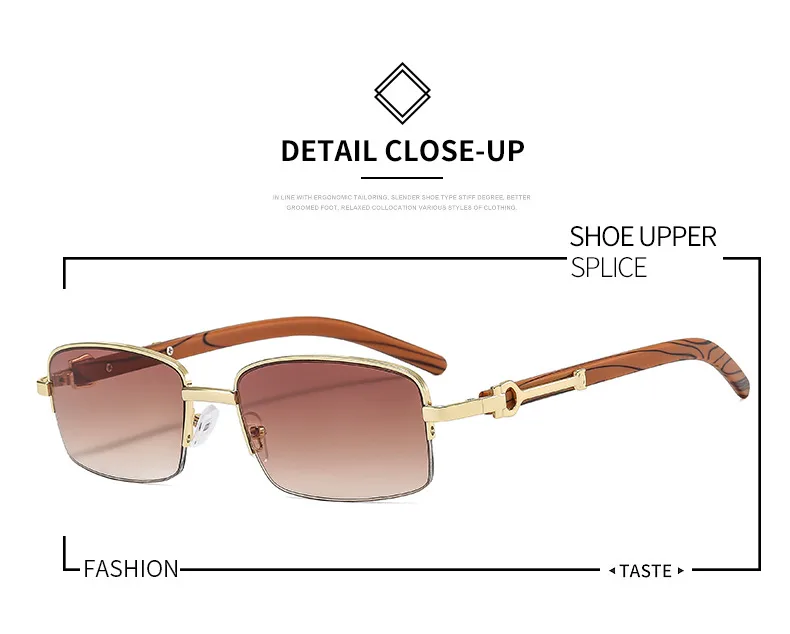 CT382 Metal Small Box Color Wood Grain Sunglasses  Men And Women  Fashion Retro Sunglasses Flat Glasses display picture 2