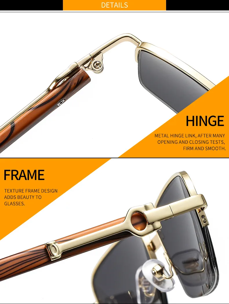 CT382 Metal Small Box Color Wood Grain Sunglasses  Men And Women  Fashion Retro Sunglasses Flat Glasses display picture 14