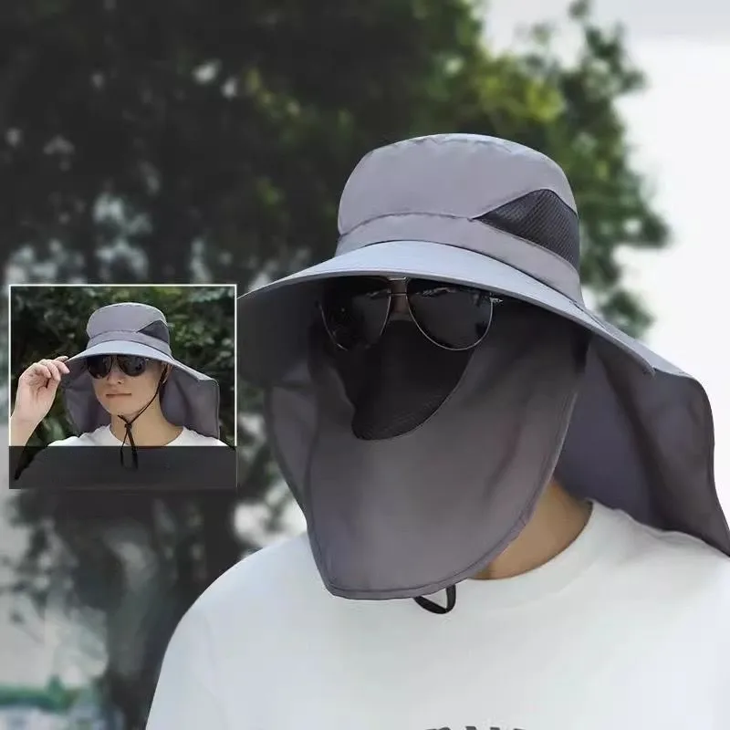 Fisherman Hat Men's Summer Outdoor Travel Sunshade Hat Anti-ultraviolet Fishing Face-shading Sunscreen Hat Big Cornice Sun Hat display picture 3