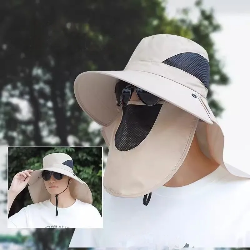 Fisherman Hat Men's Summer Outdoor Travel Sunshade Hat Anti-ultraviolet Fishing Face-shading Sunscreen Hat Big Cornice Sun Hat display picture 4