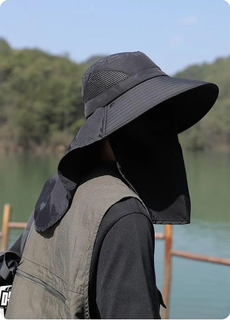 Fisherman Hat Men's Summer Outdoor Travel Sunshade Hat Anti-ultraviolet Fishing Face-shading Sunscreen Hat Big Cornice Sun Hat display picture 6