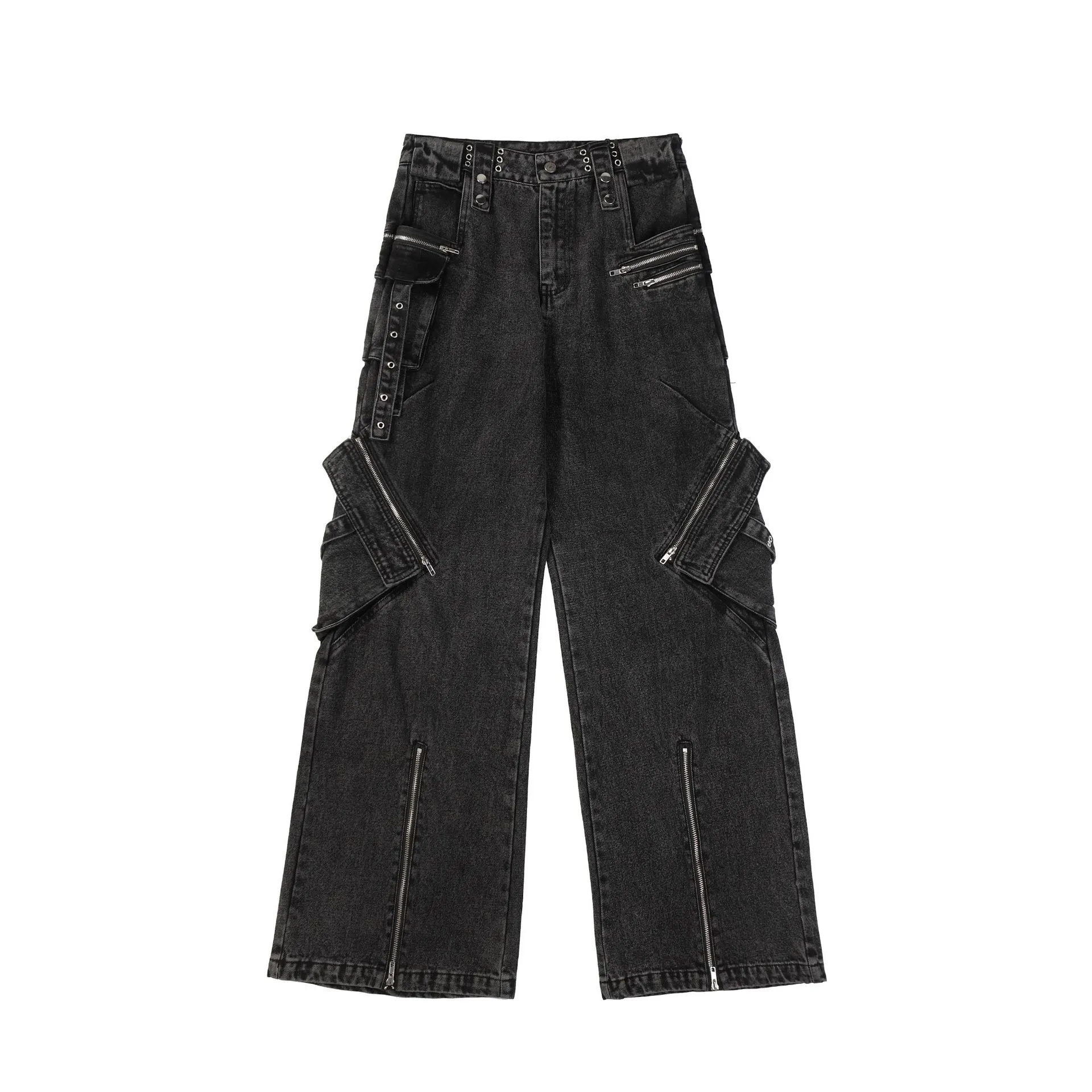 Jiayiku Men's Wear ∠ American-style High Street Trendy Cordwork Jeans Loose Straight Multi-pocket Zipper Casual Pants display picture 16