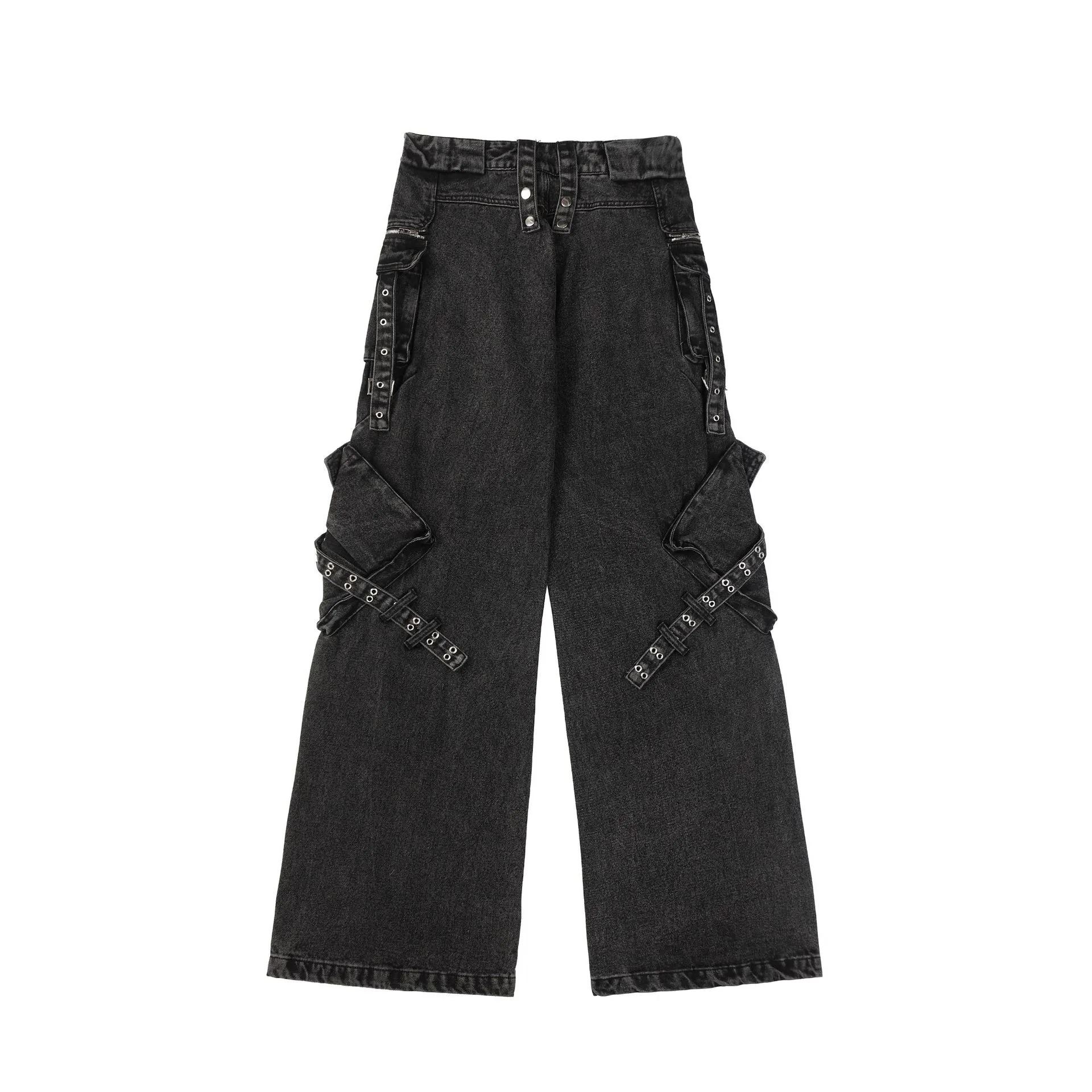 Jiayiku Men's Wear ∠ American-style High Street Trendy Cordwork Jeans Loose Straight Multi-pocket Zipper Casual Pants display picture 17