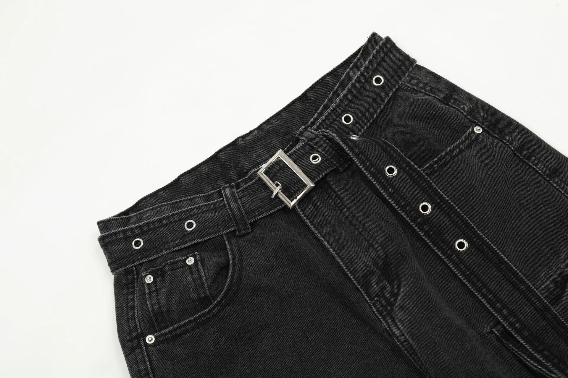 Jiayiku Fashion Brand Chic  Retro Multi-pocket Design Tooling Jeans Straight Loose Wide-leg Mop Pants display picture 10