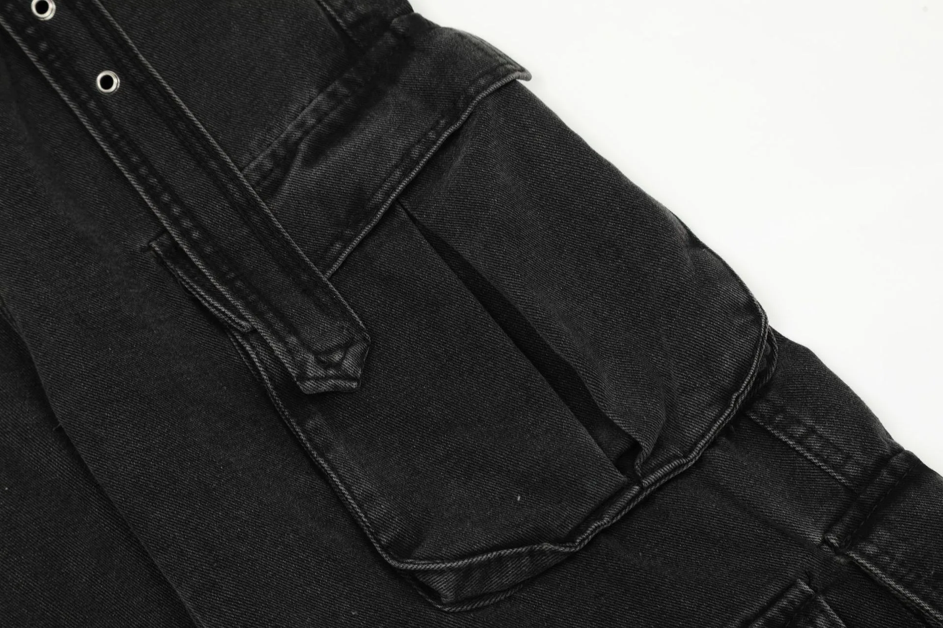 Jiayiku Fashion Brand Chic  Retro Multi-pocket Design Tooling Jeans Straight Loose Wide-leg Mop Pants display picture 14