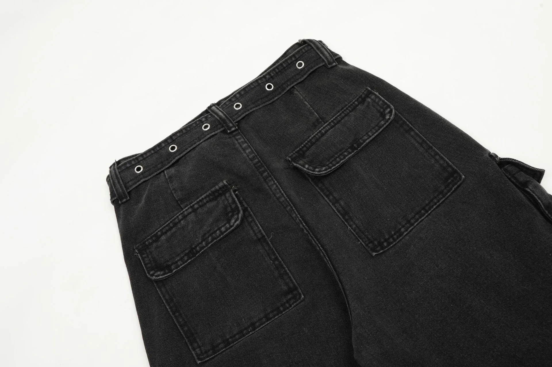 Jiayiku Fashion Brand Chic  Retro Multi-pocket Design Tooling Jeans Straight Loose Wide-leg Mop Pants display picture 15