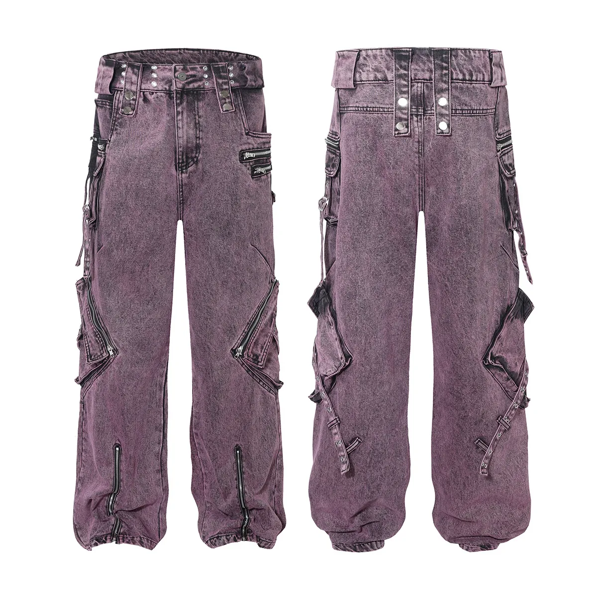 Jiayiku Men's Wear ∠ American-style High Street Trendy Cordwork Jeans Loose Straight Multi-pocket Zipper Casual Pants display picture 18