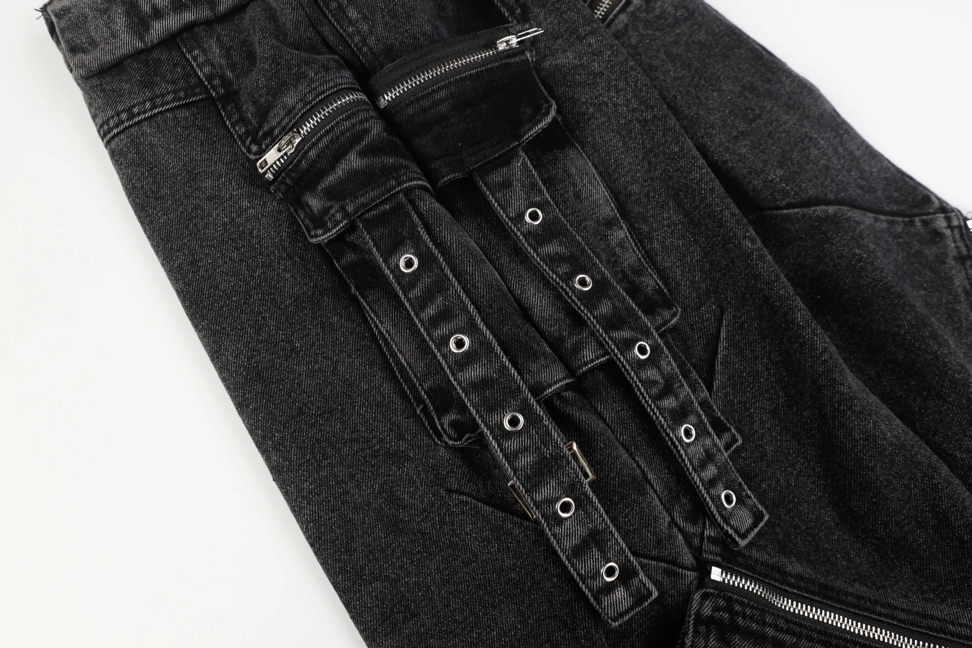 Jiayiku Men's Wear ∠ American-style High Street Trendy Cordwork Jeans Loose Straight Multi-pocket Zipper Casual Pants display picture 26