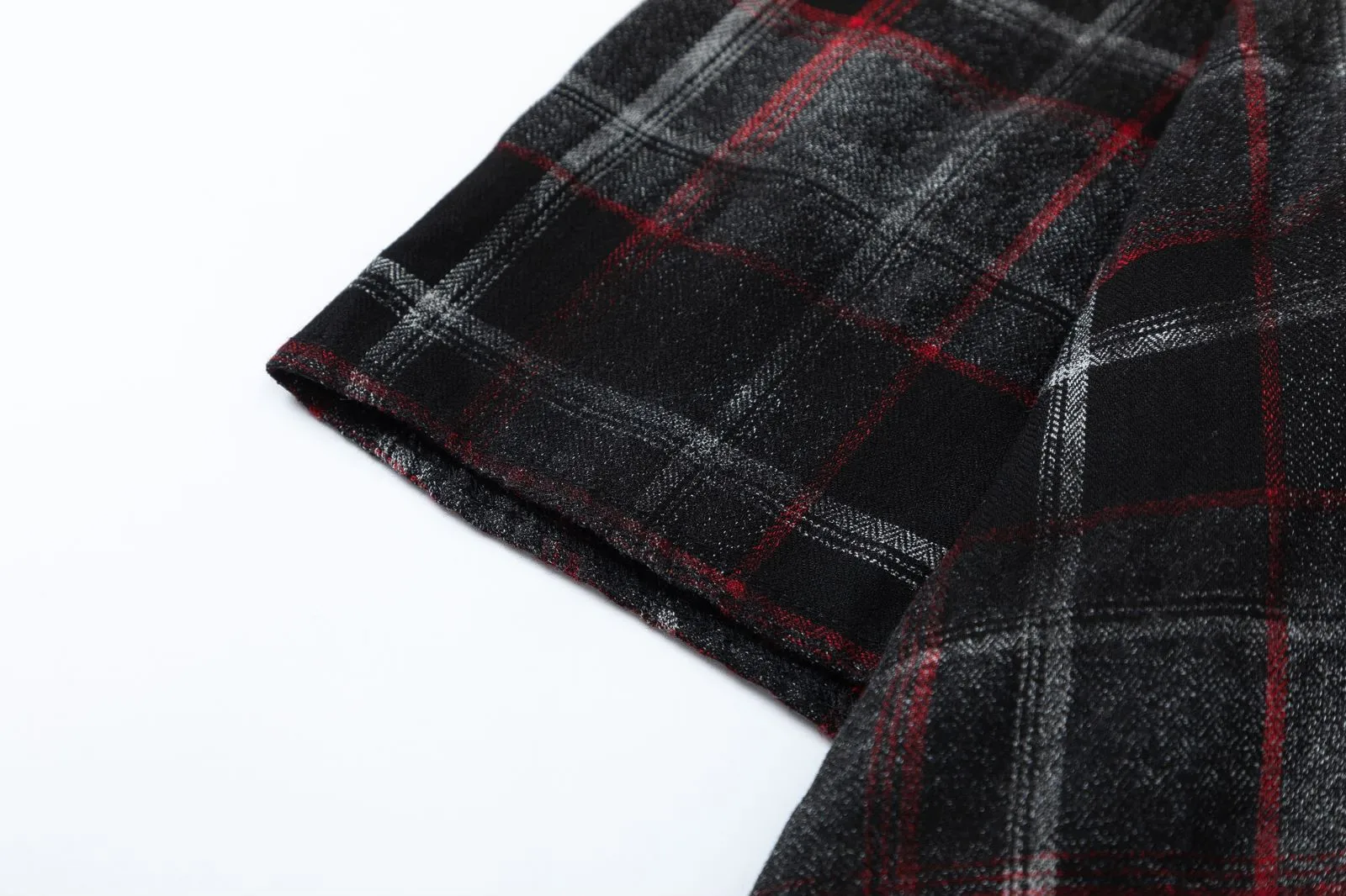 Jiayiku Men's  Vintage New Style Trendy Loose Shirt Plaid Tie-dyed Denim Stitching Casual Short-sleeved Shirt display picture 8