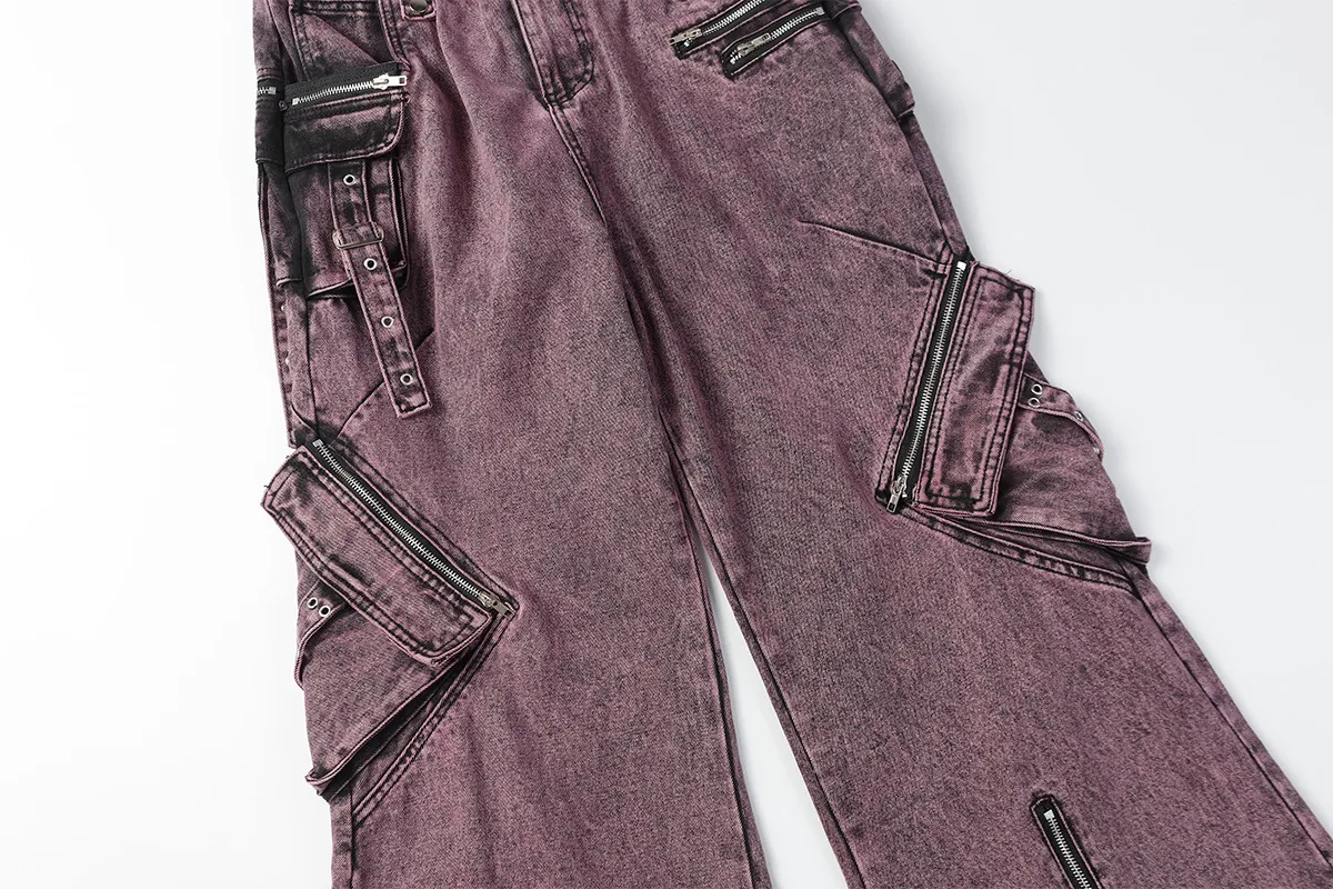 Jiayiku Men's Wear ∠ American-style High Street Trendy Cordwork Jeans Loose Straight Multi-pocket Zipper Casual Pants display picture 31
