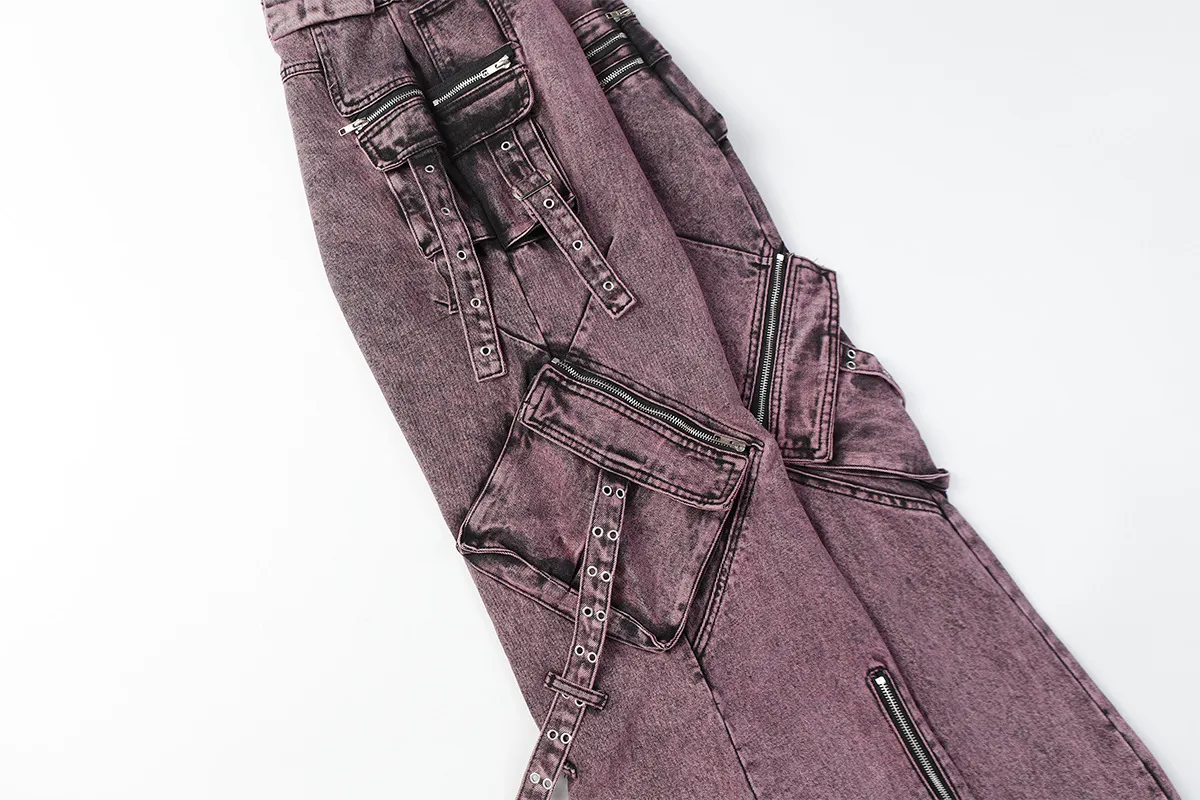 Jiayiku Men's Wear ∠ American-style High Street Trendy Cordwork Jeans Loose Straight Multi-pocket Zipper Casual Pants display picture 32