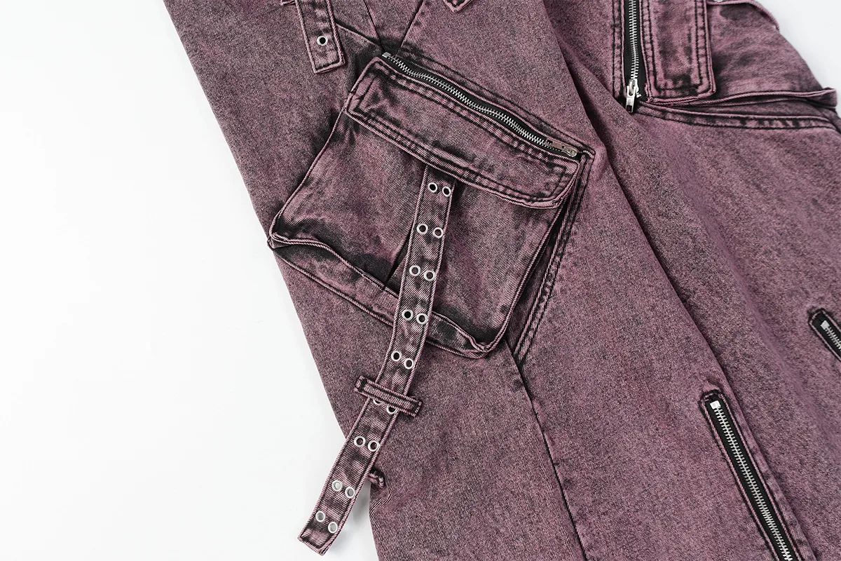 Jiayiku Men's Wear ∠ American-style High Street Trendy Cordwork Jeans Loose Straight Multi-pocket Zipper Casual Pants display picture 33