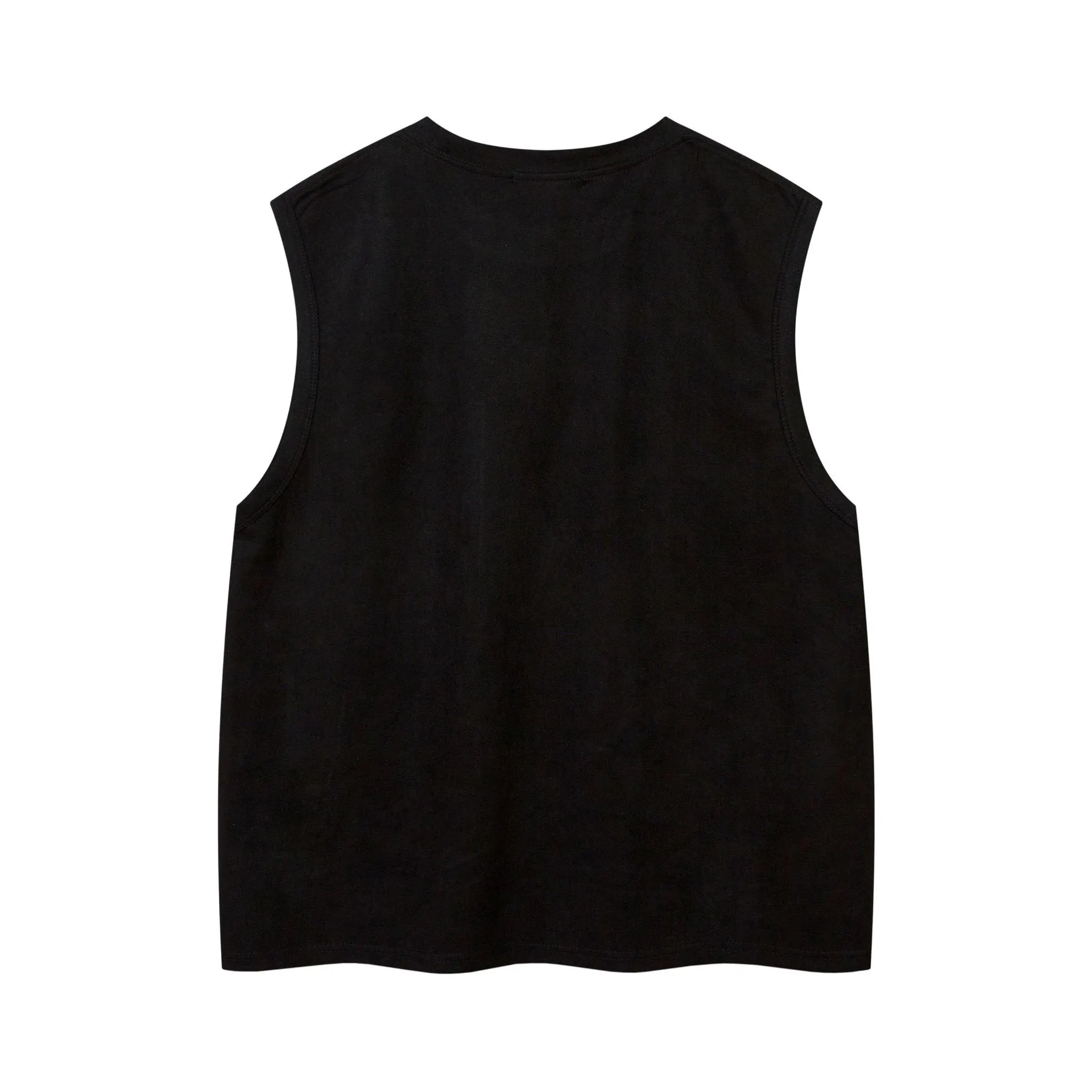 Jiayiku   Street Fashion Brand Vest Suede Heavy Embroidery Summer New Loose Sleeveless T-shirt display picture 4
