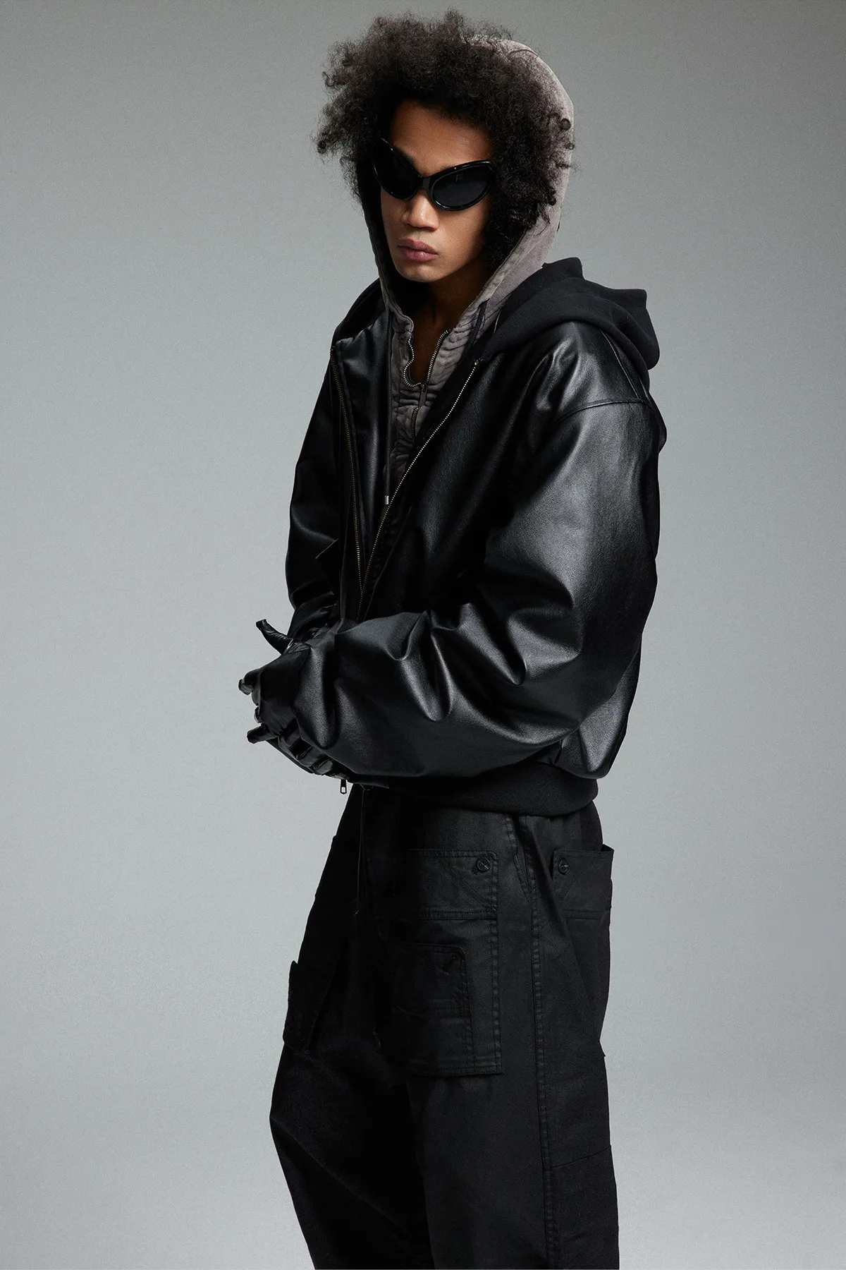 Jiayiku Men's Clothing Vintage  Spring New American Retro Baseball Uniform Motorcycle PU Leather Jacket Hooded Jacket display picture 11
