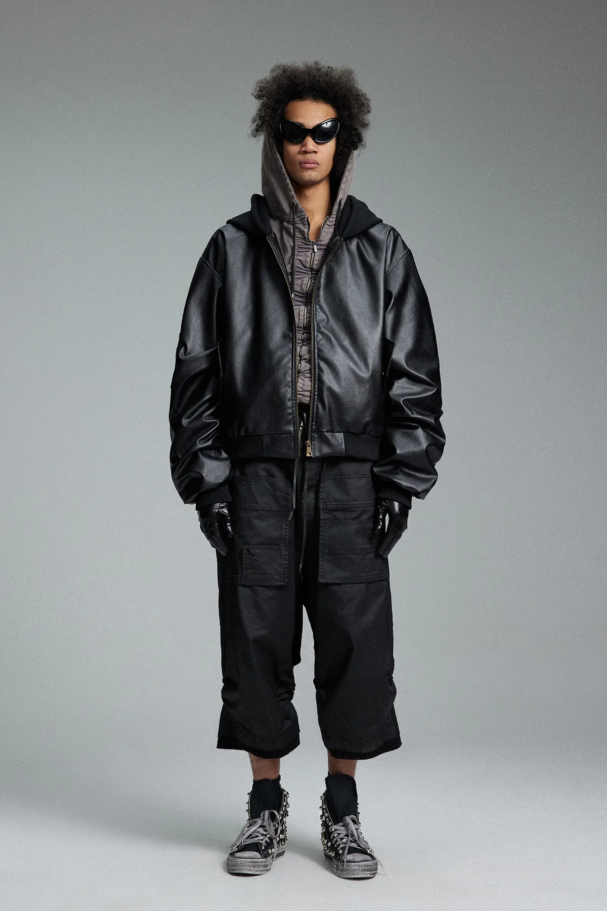 Jiayiku Men's Clothing Vintage  Spring New American Retro Baseball Uniform Motorcycle PU Leather Jacket Hooded Jacket display picture 12