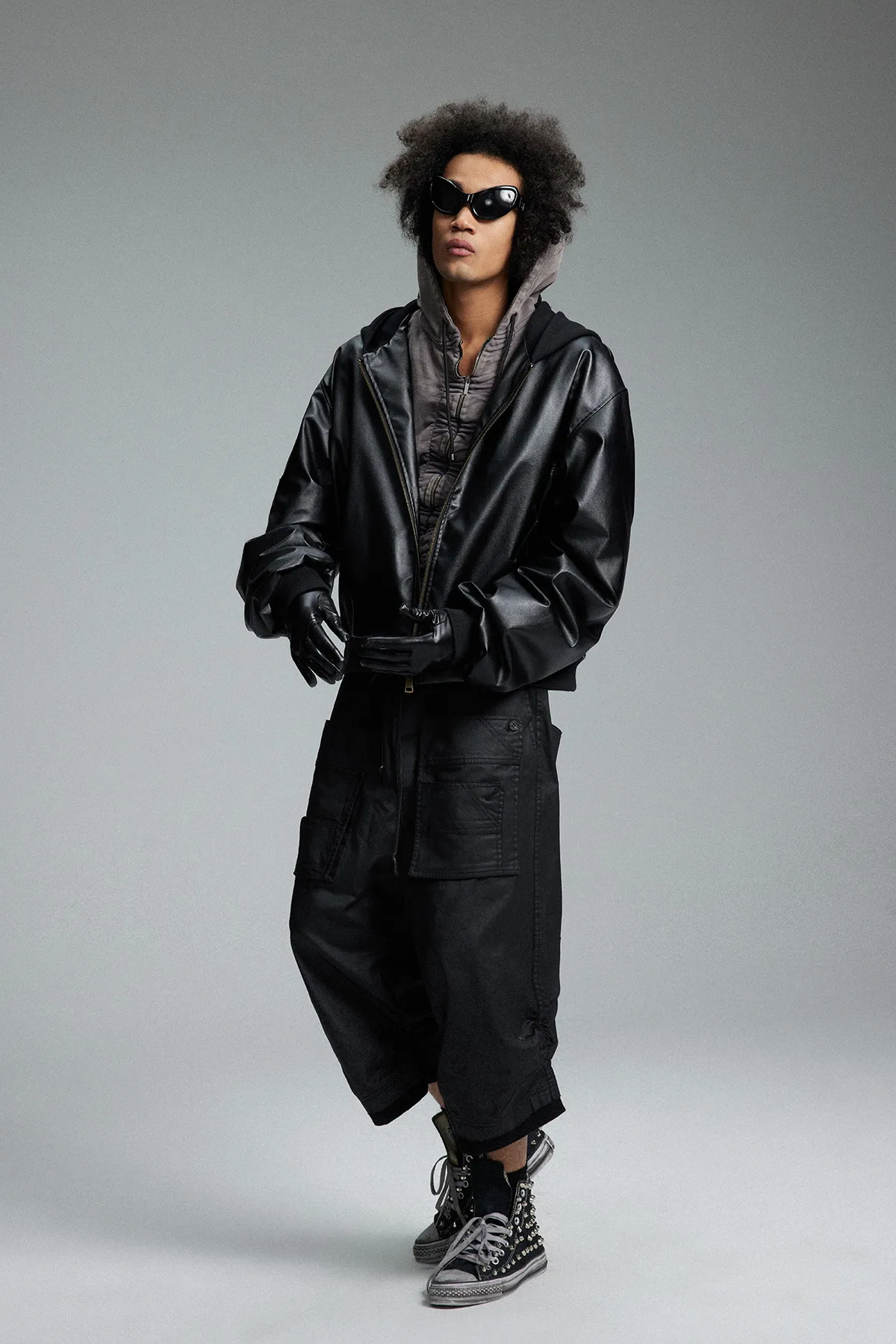 Jiayiku Men's Clothing Vintage  Spring New American Retro Baseball Uniform Motorcycle PU Leather Jacket Hooded Jacket display picture 14