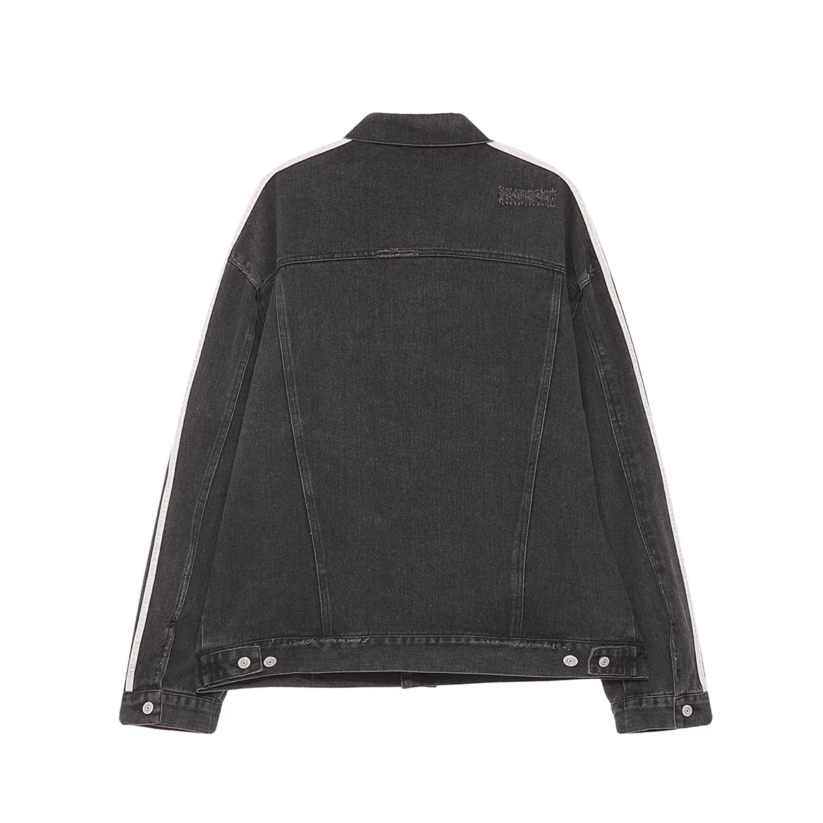 Jiayiku Fashion Brand Chic American Retro Heavy Washed Striped Stitching Lapel Denim Jacket New Workwear Coat display picture 12