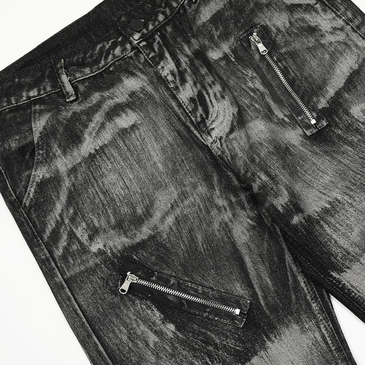 American Vintage Paint Brush Washed Distinctive Cleanfit Micro-jeans Men's Trendy Zipper Design Vibe Pants display picture 6
