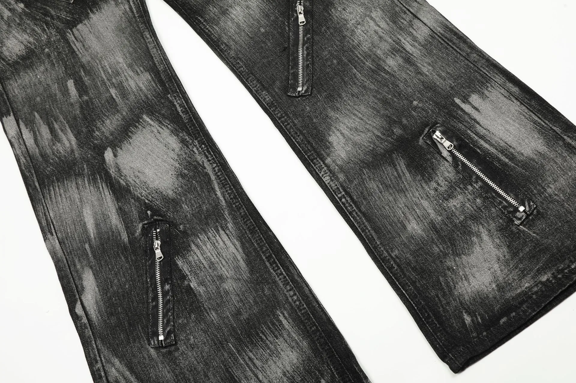 American Vintage Paint Brush Washed Distinctive Cleanfit Micro-jeans Men's Trendy Zipper Design Vibe Pants display picture 9