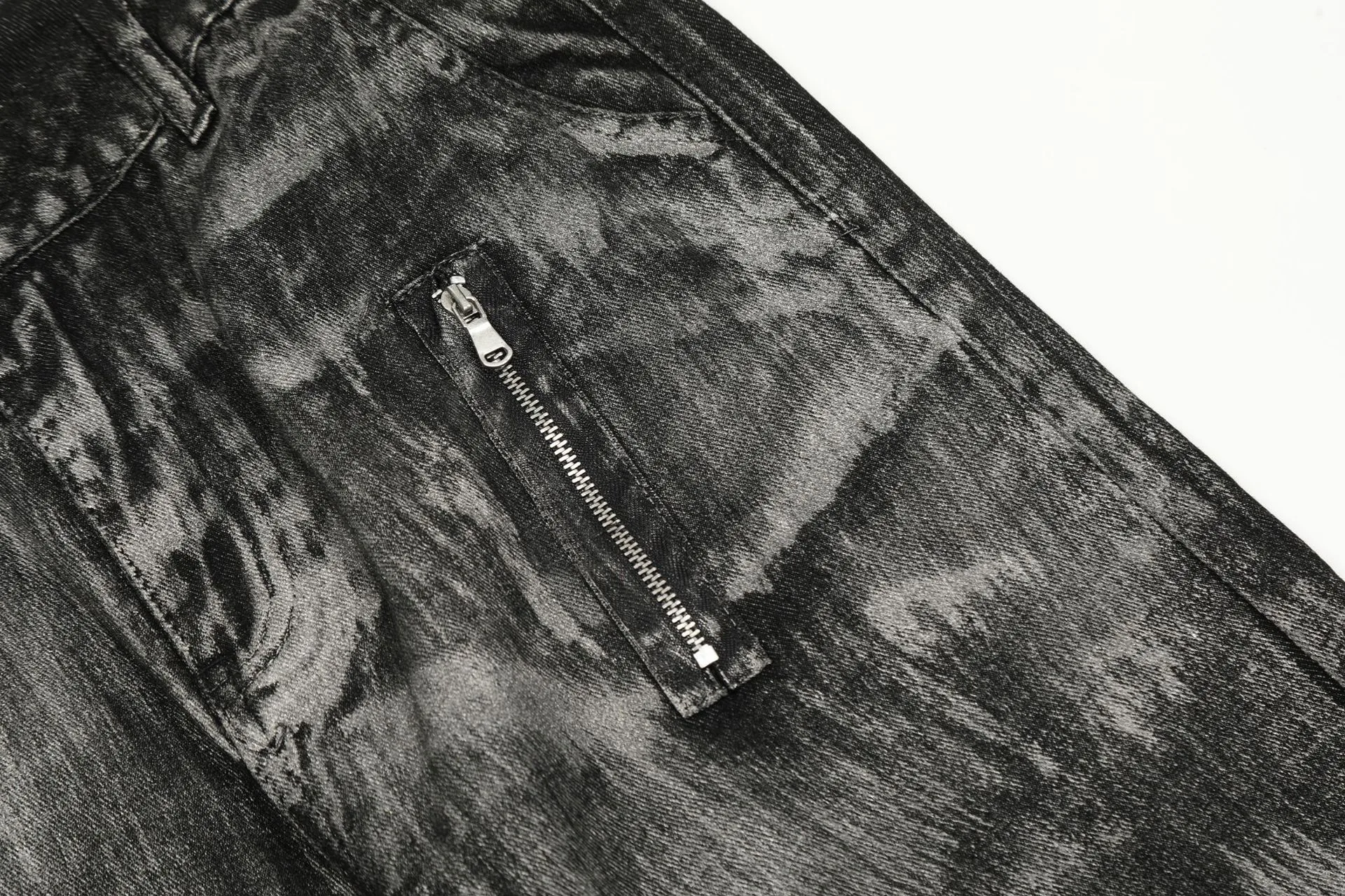 American Vintage Paint Brush Washed Distinctive Cleanfit Micro-jeans Men's Trendy Zipper Design Vibe Pants display picture 10