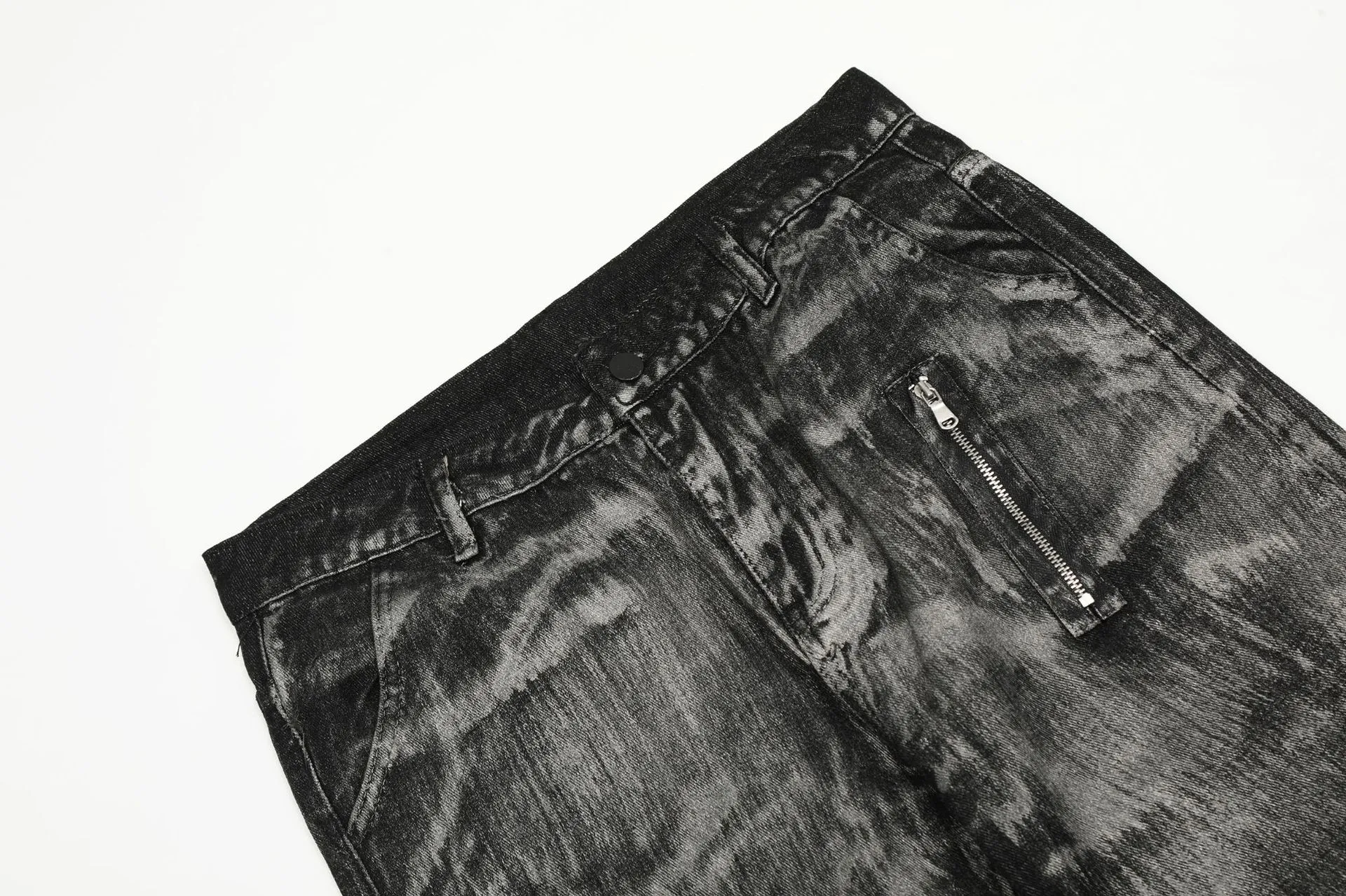 American Vintage Paint Brush Washed Distinctive Cleanfit Micro-jeans Men's Trendy Zipper Design Vibe Pants display picture 14