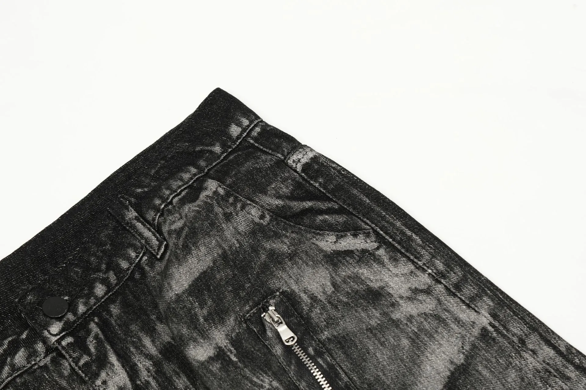 American Vintage Paint Brush Washed Distinctive Cleanfit Micro-jeans Men's Trendy Zipper Design Vibe Pants display picture 15