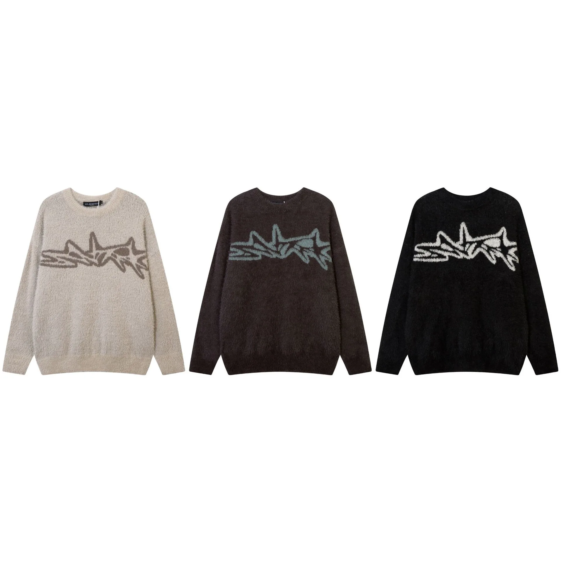 Jiayiku Men's Clothing Vintage American Style Vintage Deer Plush Thickened Sweater New Retro Jacquard Round Neck Bottoming Sweater display picture 2