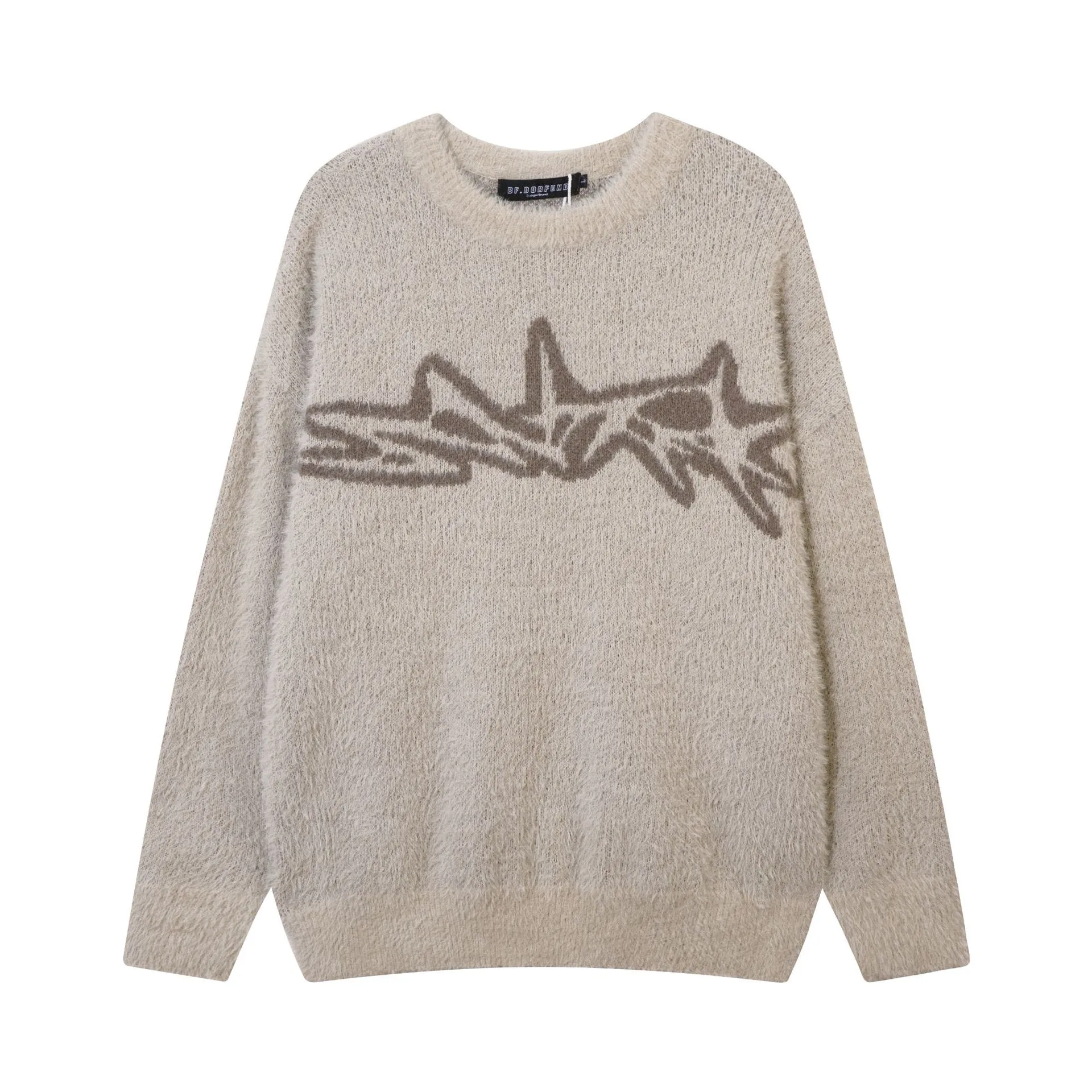Jiayiku Men's Clothing Vintage American Style Vintage Deer Plush Thickened Sweater New Retro Jacquard Round Neck Bottoming Sweater display picture 7