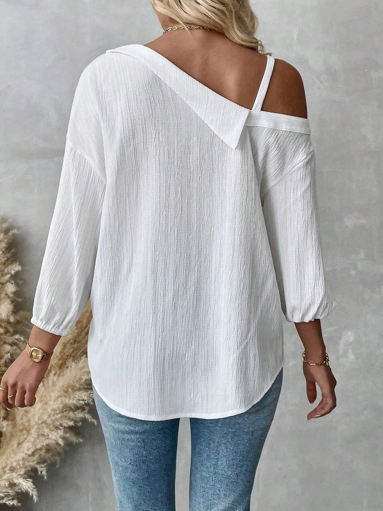 Spring And Summer  Independent Station  Lasel Seven-sleeve Shoulder Cardigan Texture Single-breasted Casual Shirt display picture 7