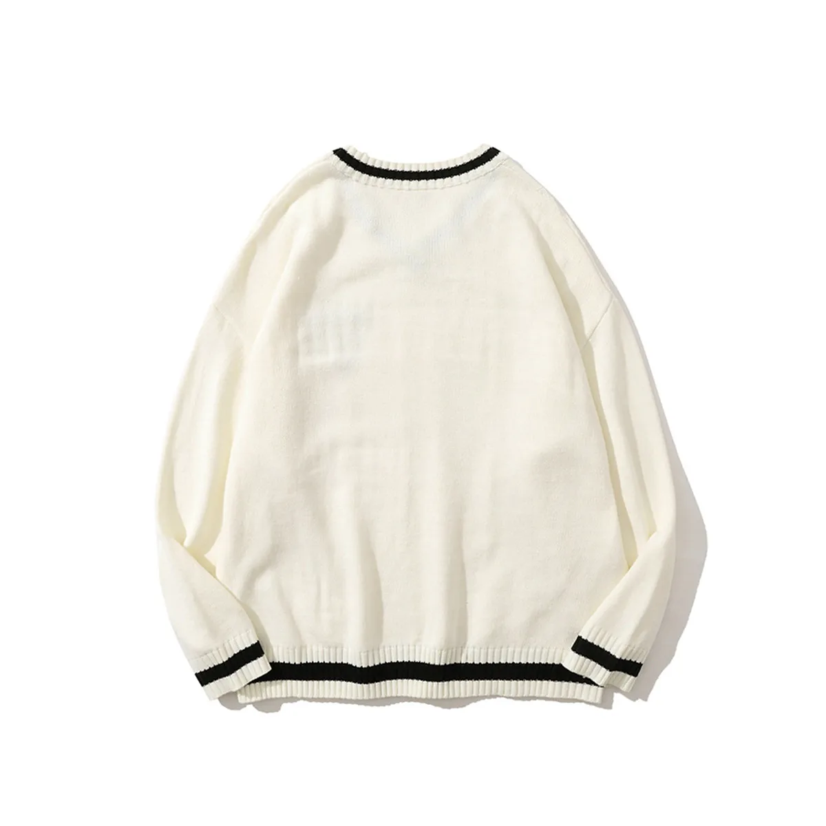 Jiayiku Fashion Brand Vintage Preppy Style V-neck Sweater Badge JK Uniform Twisted Flower Bottoming Long Sleeve Sweater display picture 4