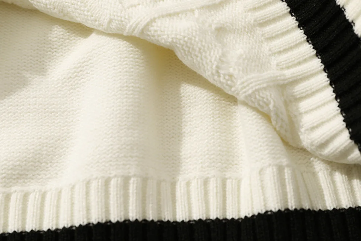 Jiayiku Fashion Brand Vintage Preppy Style V-neck Sweater Badge JK Uniform Twisted Flower Bottoming Long Sleeve Sweater display picture 10