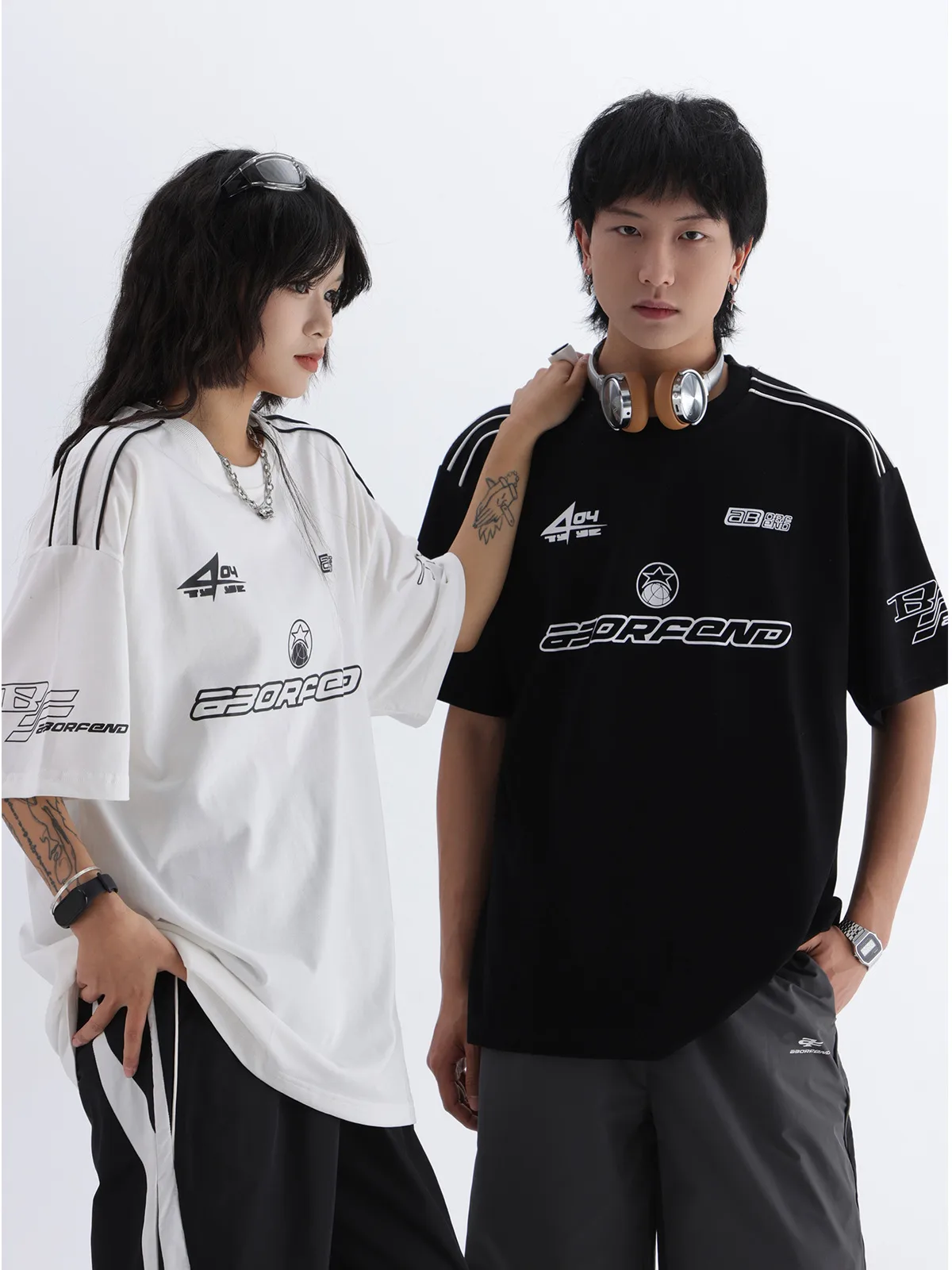 Jiayiku Men's American Street Fashion Brand Distinctive T-shirt Stripe Stitching Design Sense Niche High Street Loose Short Sleeve T display picture 3