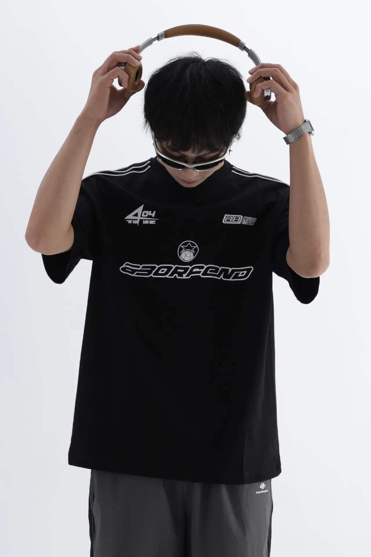 Jiayiku Men's American Street Fashion Brand Distinctive T-shirt Stripe Stitching Design Sense Niche High Street Loose Short Sleeve T display picture 5