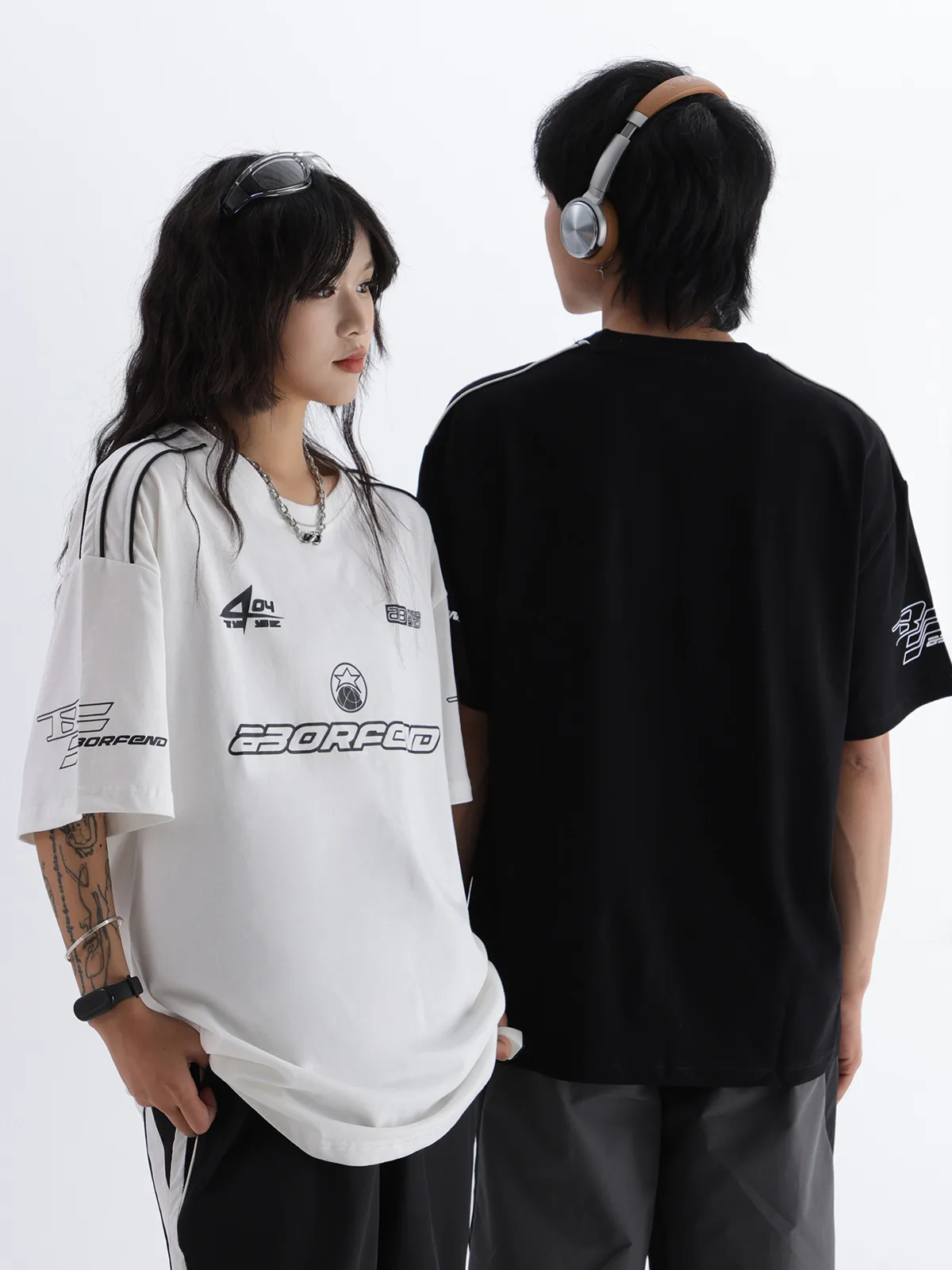 Jiayiku Men's American Street Fashion Brand Distinctive T-shirt Stripe Stitching Design Sense Niche High Street Loose Short Sleeve T display picture 9