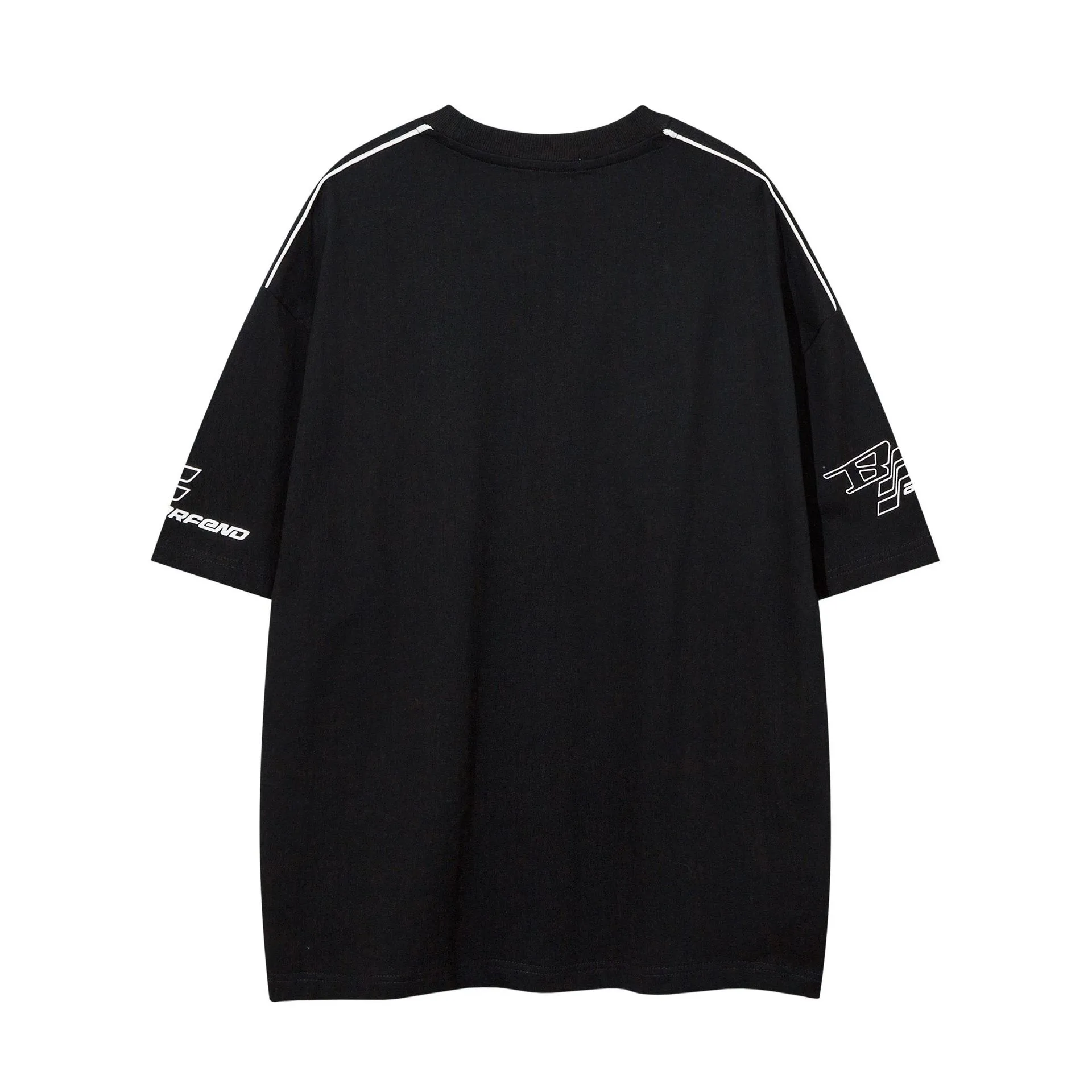 Jiayiku Men's American Street Fashion Brand Distinctive T-shirt Stripe Stitching Design Sense Niche High Street Loose Short Sleeve T display picture 20
