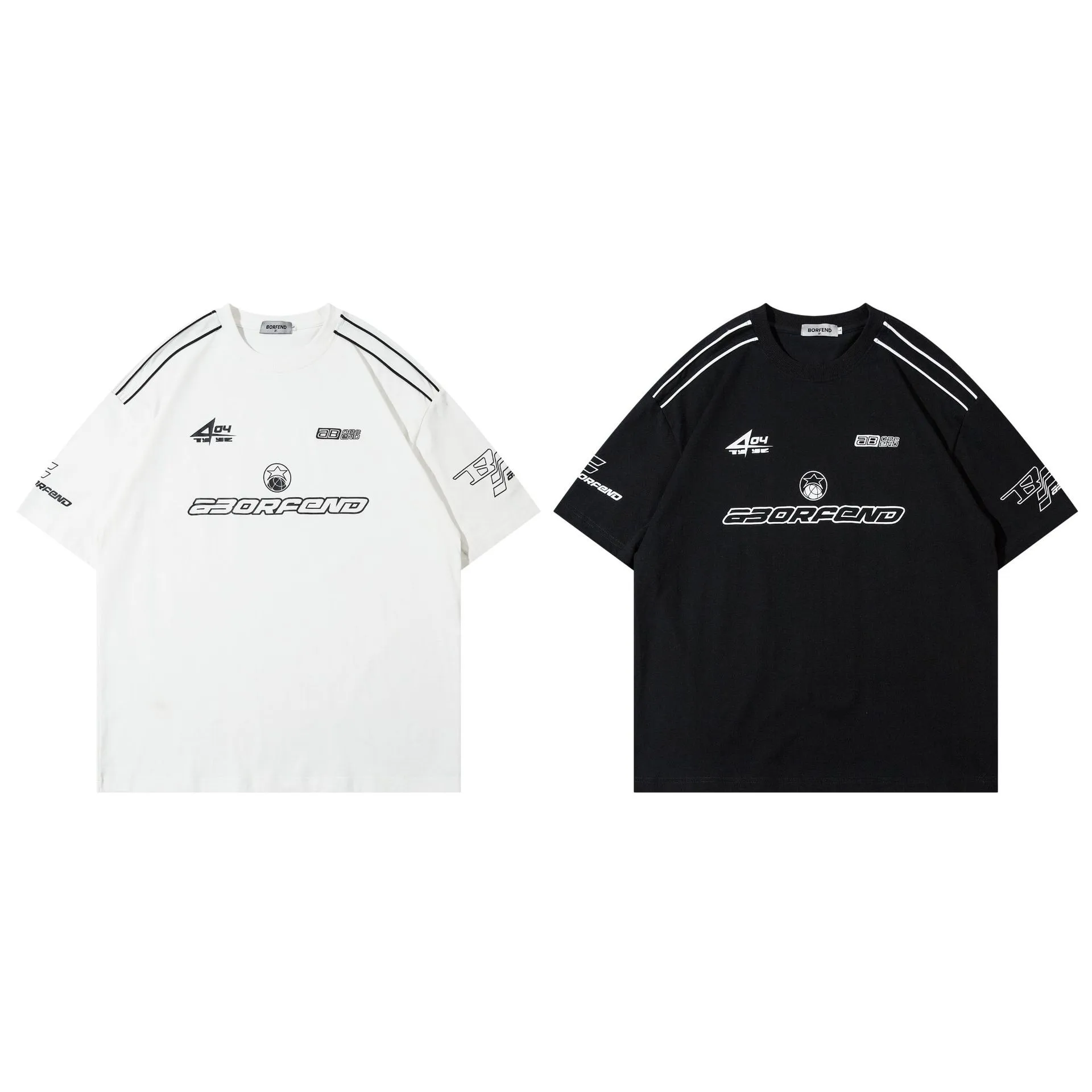 Jiayiku Men's American Street Fashion Brand Distinctive T-shirt Stripe Stitching Design Sense Niche High Street Loose Short Sleeve T display picture 23