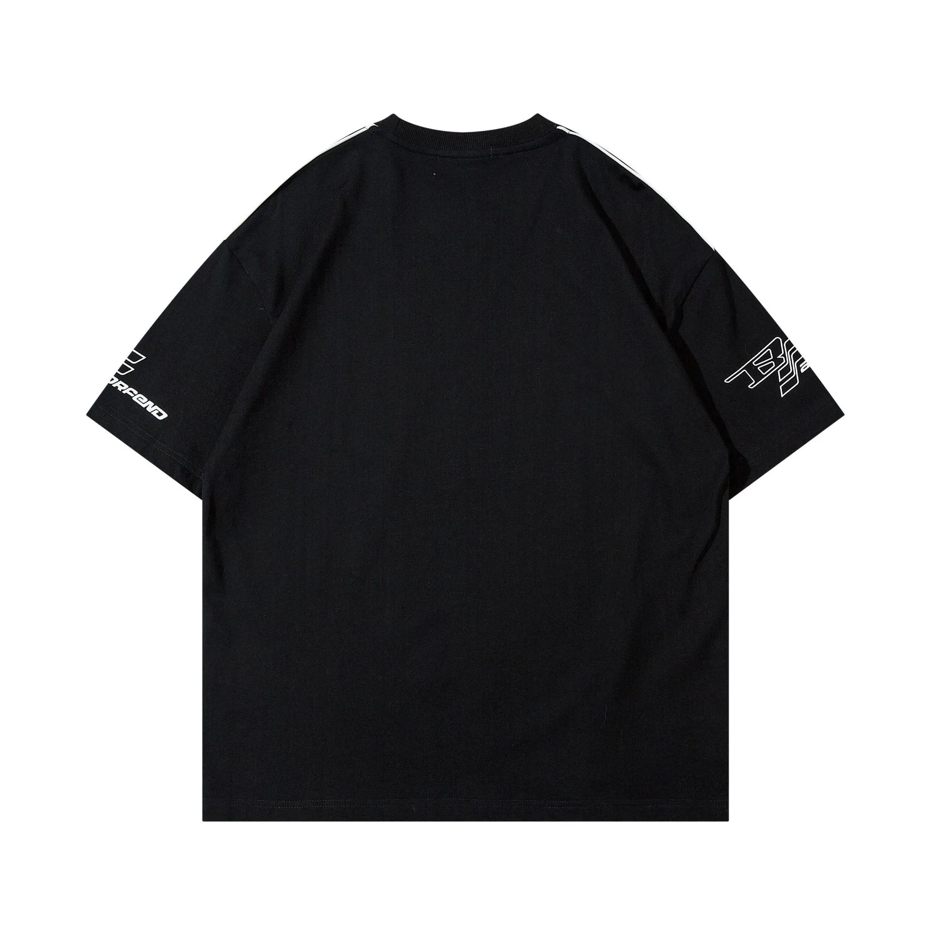 Jiayiku Men's American Street Fashion Brand Distinctive T-shirt Stripe Stitching Design Sense Niche High Street Loose Short Sleeve T display picture 25