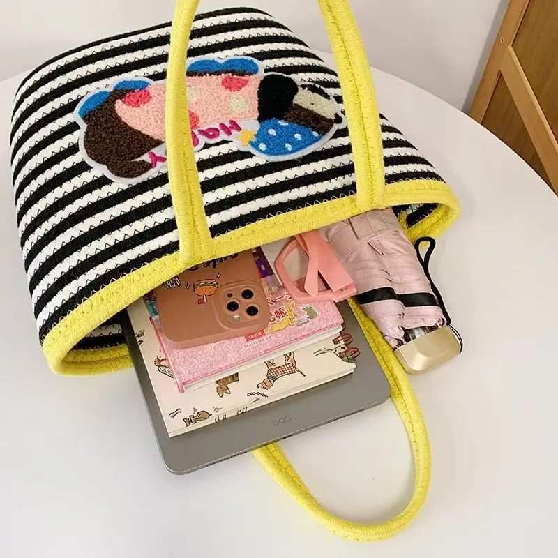 Large Capacity Cute Puppy Ladies Handbag Hand Woven Large Capacity Vegetable Basket Dachshund Dog Bag Wholesale display picture 8