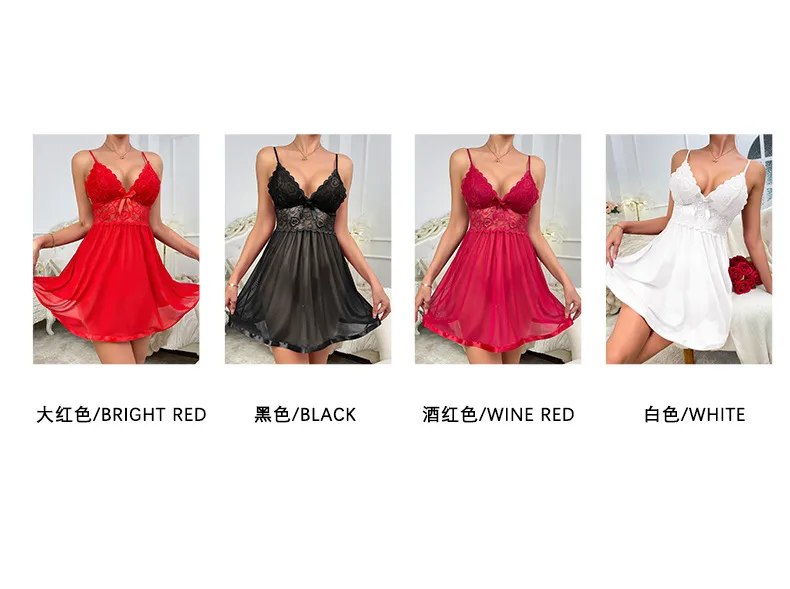 New   Sexy Lace Strap Mesh Nightdress Underwear Home Clothes Pajamas Source Wholesale 728 display picture 2