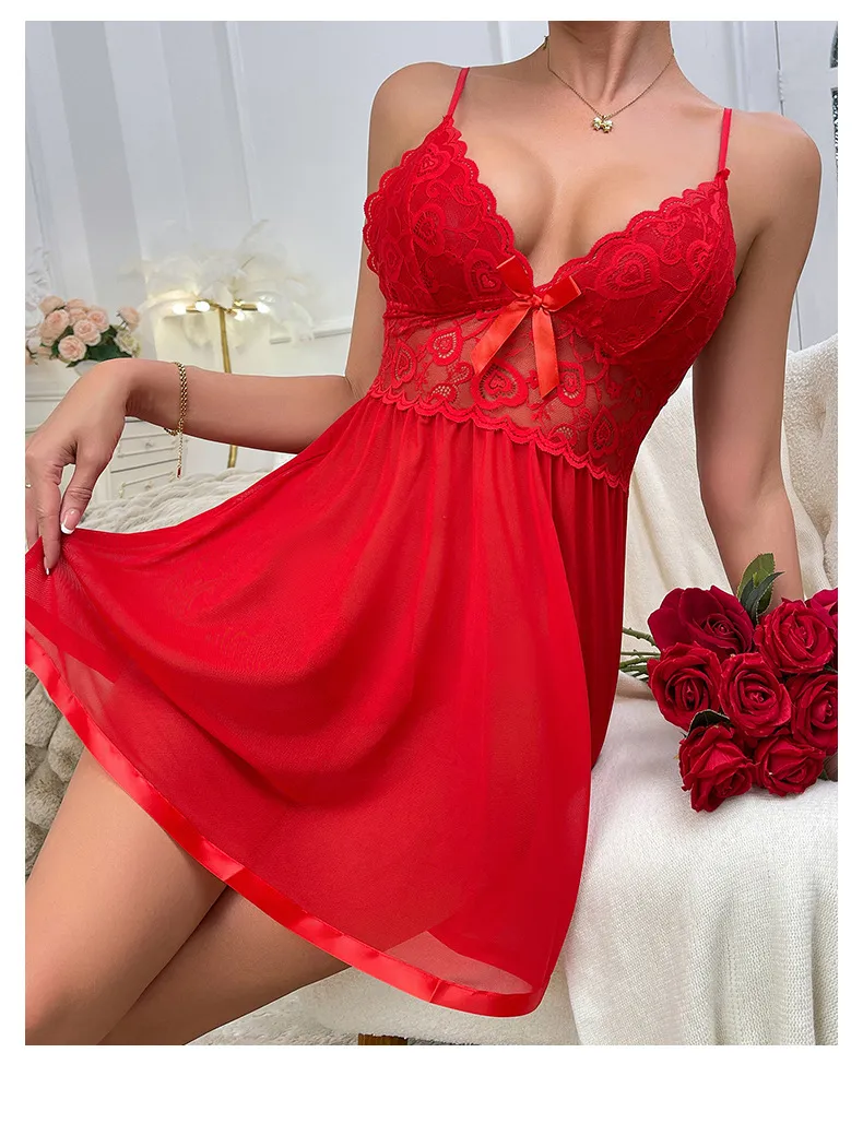 New   Sexy Lace Strap Mesh Nightdress Underwear Home Clothes Pajamas Source Wholesale 728 display picture 3