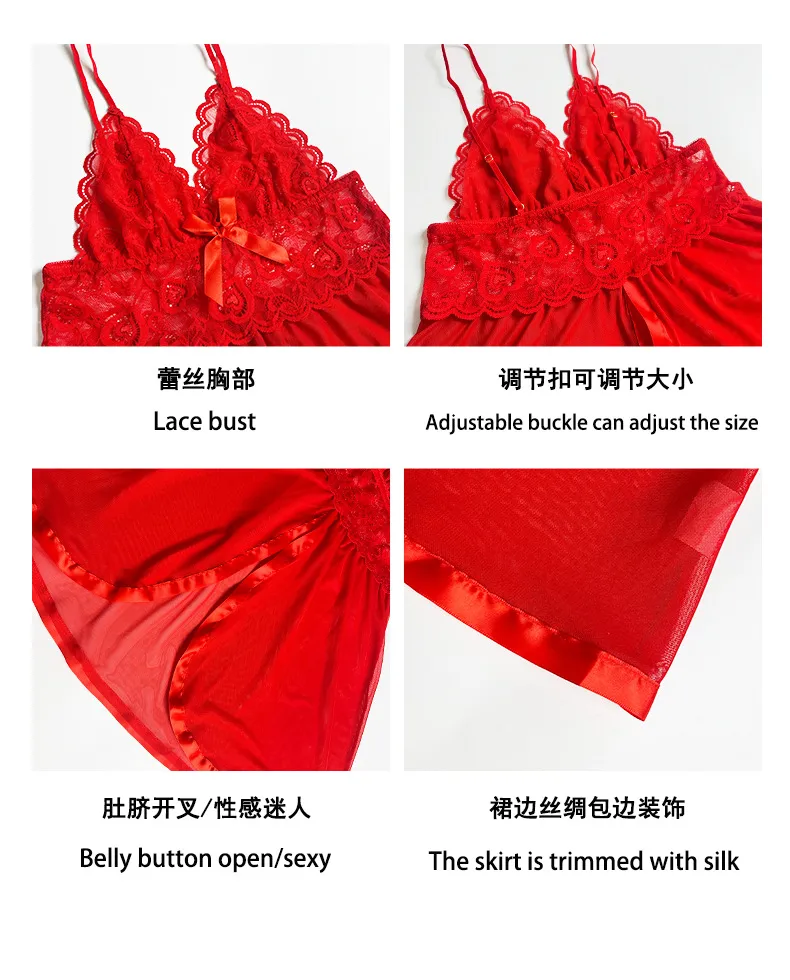 New   Sexy Lace Strap Mesh Nightdress Underwear Home Clothes Pajamas Source Wholesale 728 display picture 9